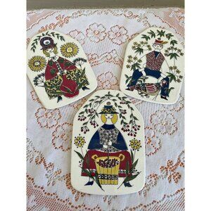 Vintage 1960s Set of 3 Wall Plates Turi Design Mons og Mille Figgjo FF Norway